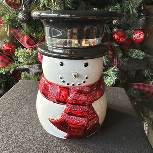 SNOWMAN Bath and body Works pillar candleholder for the jar candles